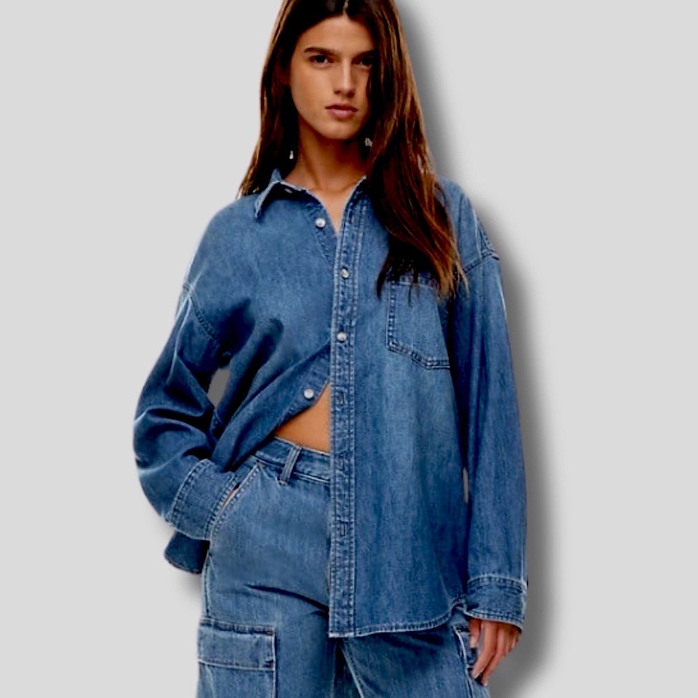 Aritzia Denim Forum 80s Oversized Button Down Shirt XL